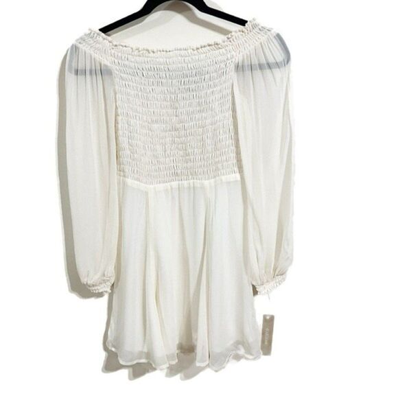 Reformation Honor Mini Dress Flowy Off the Shoulder Size 4 Long Sleeve Ivory - Picture 5 of 12